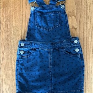 Cat & Jack Navy Blue Polka Dot Denim Overall Skirt